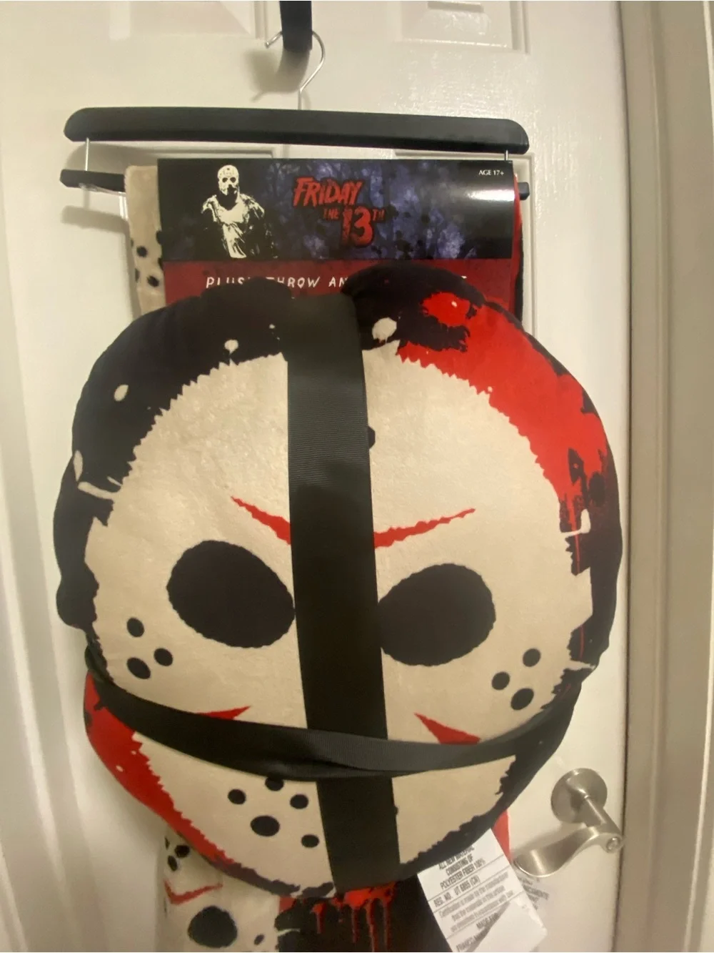 Friday the 13th Red & Black Hockey Mask pillow and blanket set